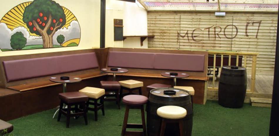 The smoking area.
