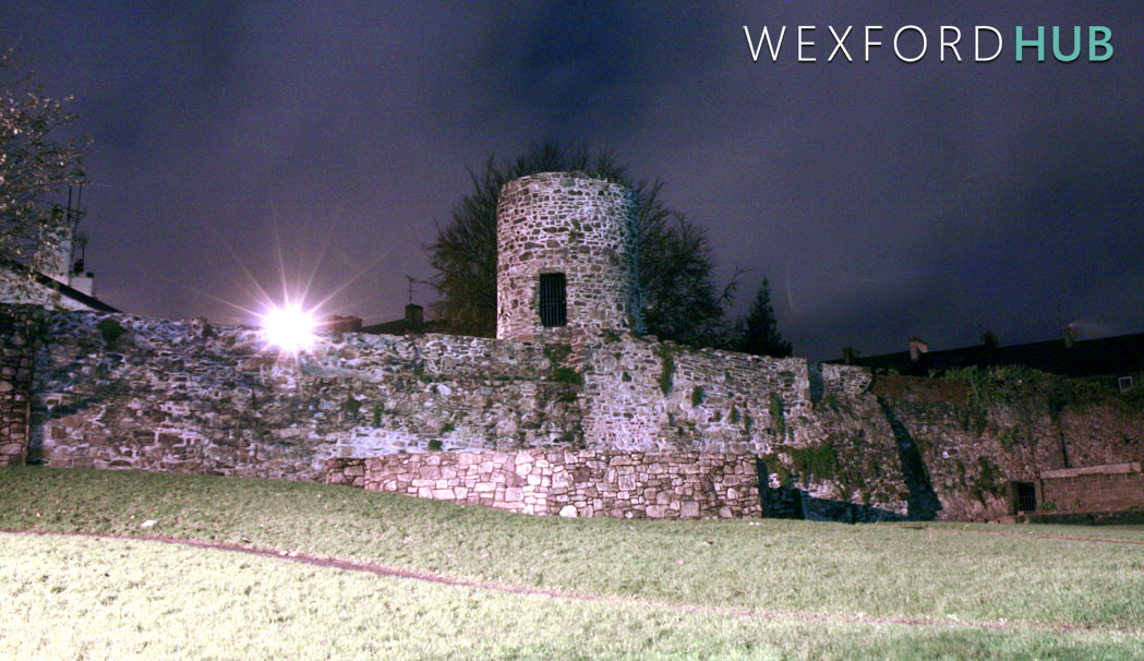 The Abbey Street tower at night.