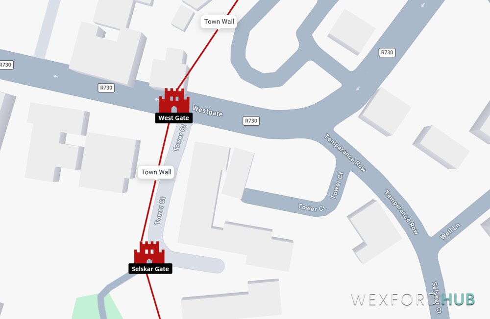 An illustrated map showing the two towers.