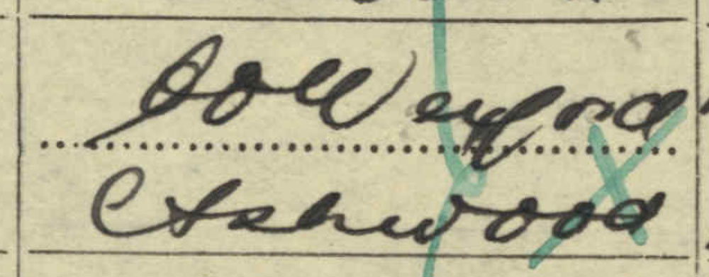 A cursive example from the 1926 census.