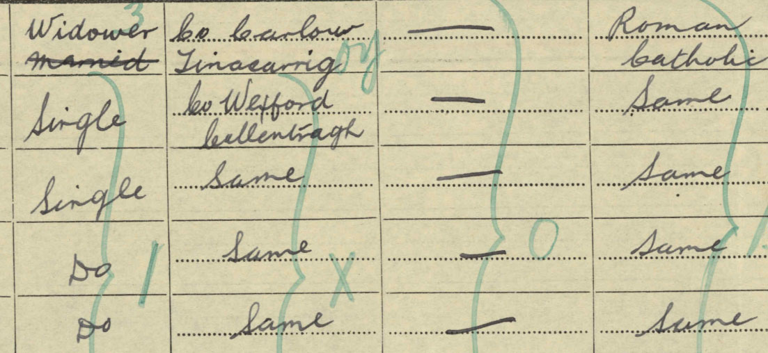 Green clerical marks.